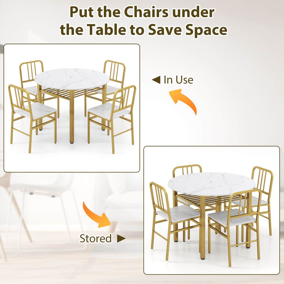 5-Piece Round Dining Table Set product image