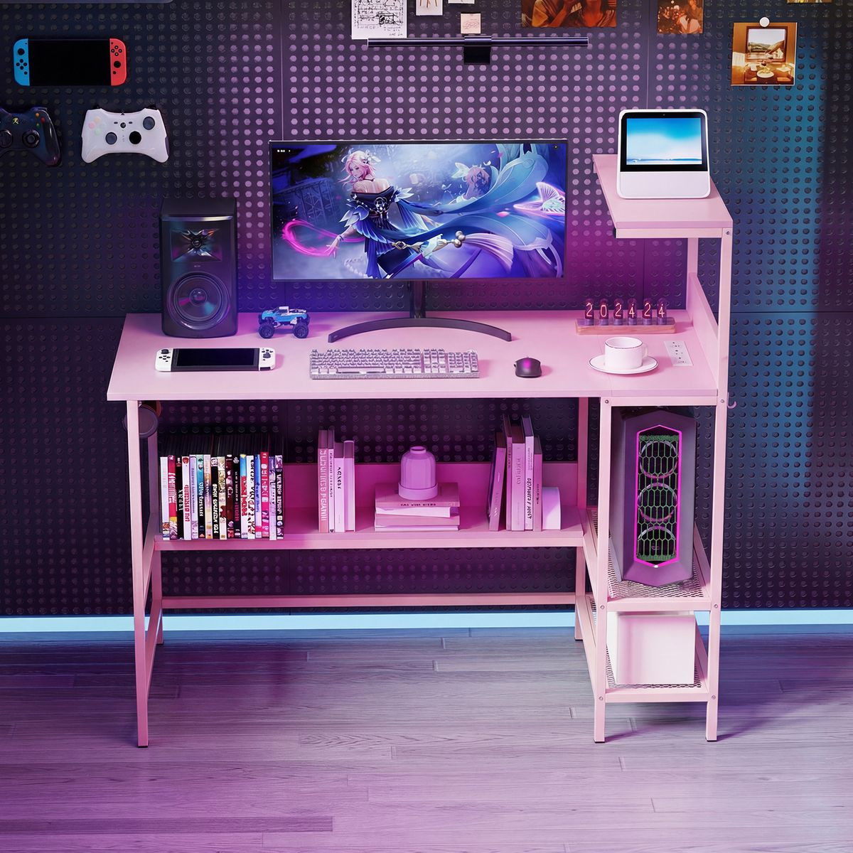 48” Computer Desk with Power Outlets & Storage Shelves product image