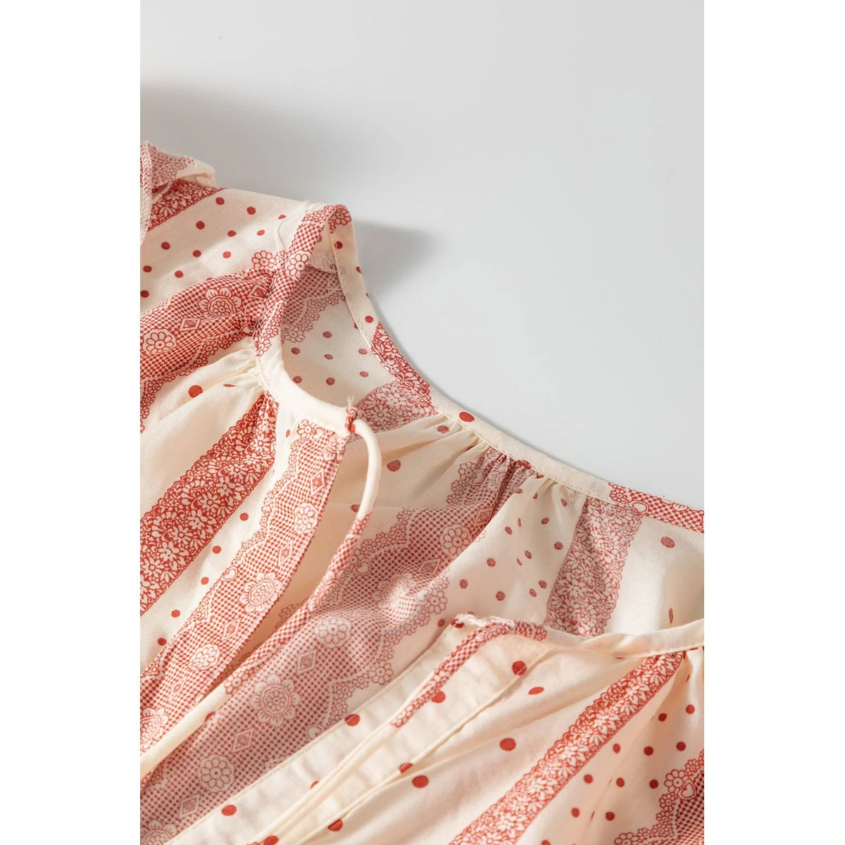 Kelsey Frilled Short Puff Sleeve Mixed Print Blouse product image