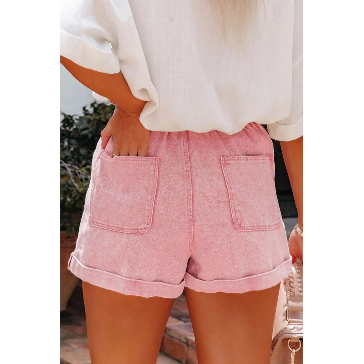 Melany Vintage Washed Frilled High Waist Denim Shorts product image