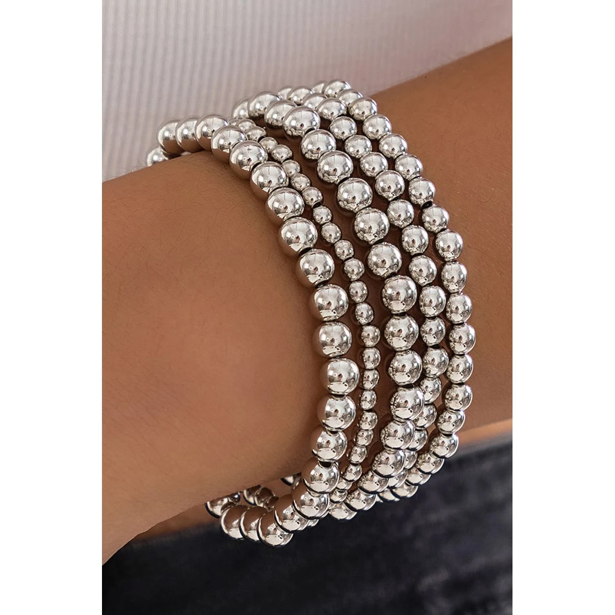 Silver Multi Layered Beaded Bracelet product image