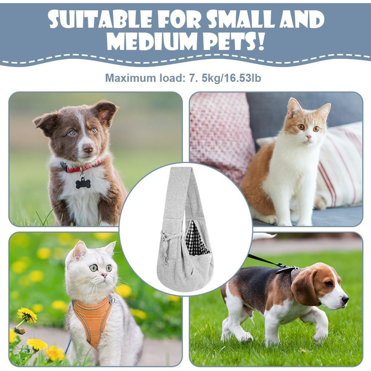 Reversible Canvas Pet Sling Carrier product image