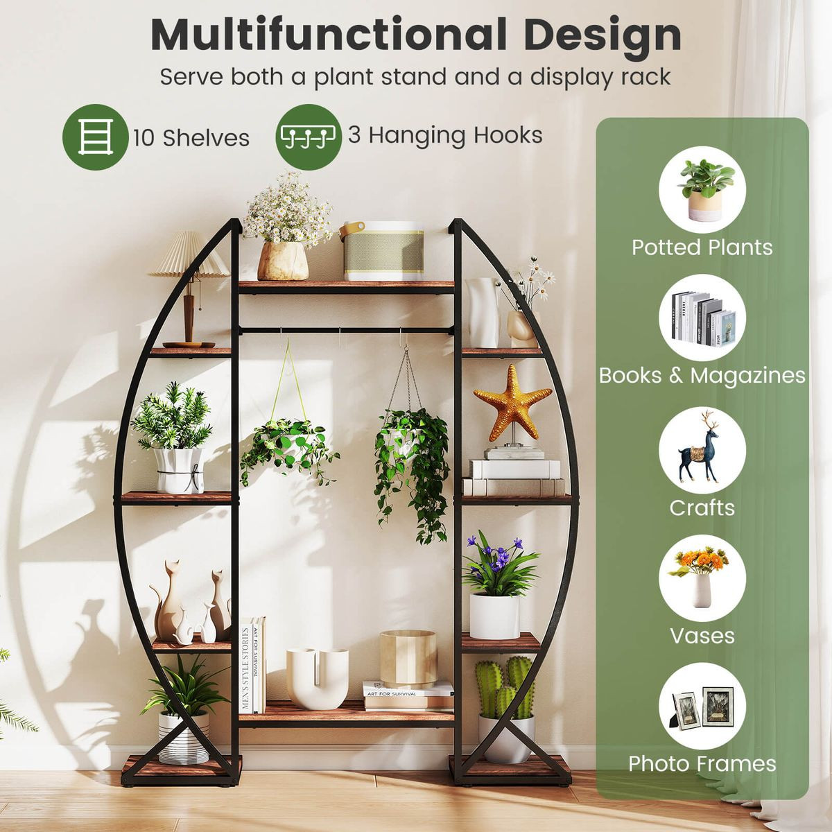 10-Tier Indoor Plant Stand with Grow Lights product image