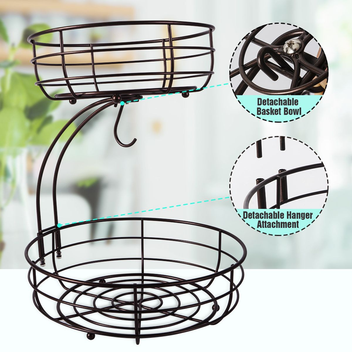 2-Tier Detachable Wire Fruit Basket product image