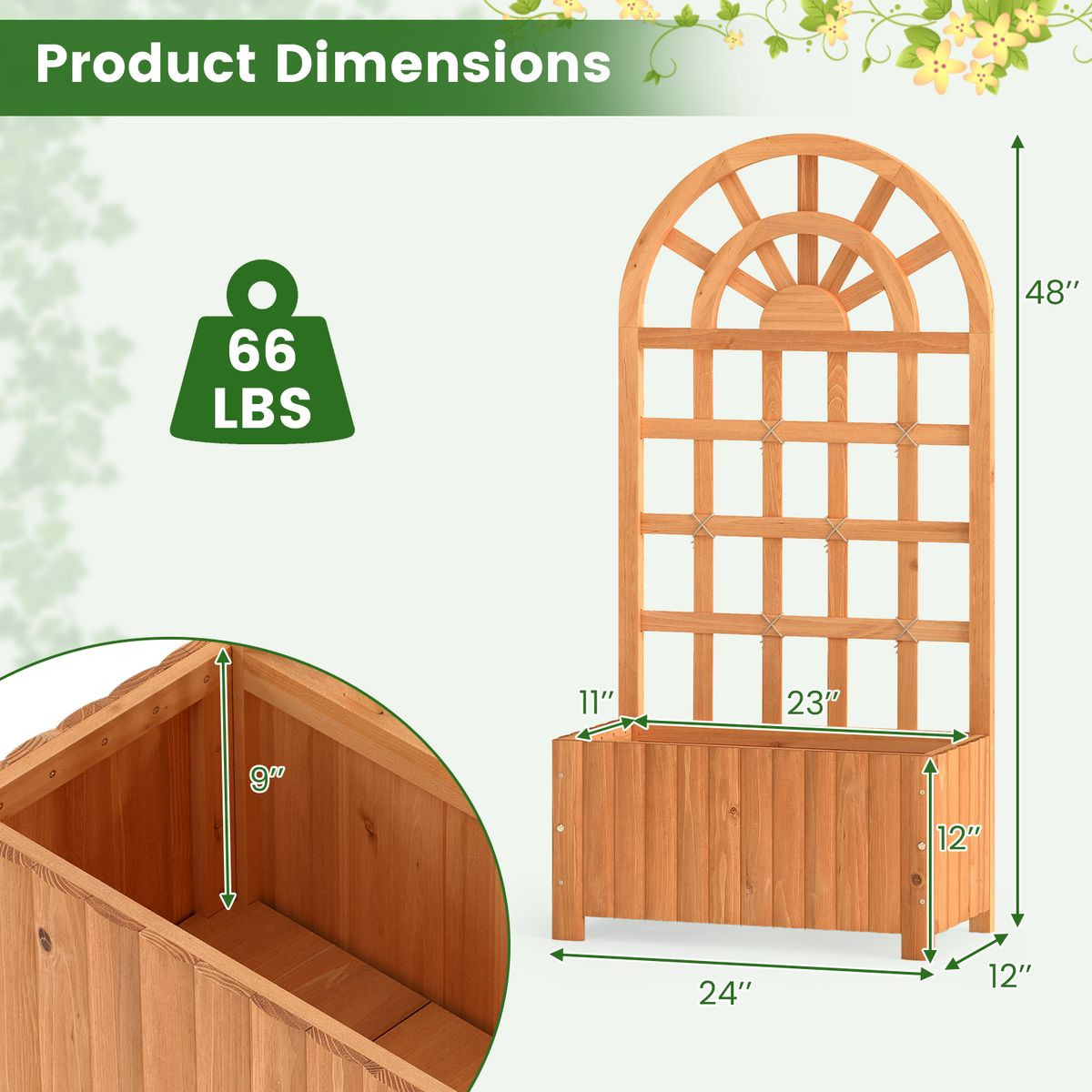 Wooden Raised Garden Bed with Trellis (1 or 2-Pack) product image