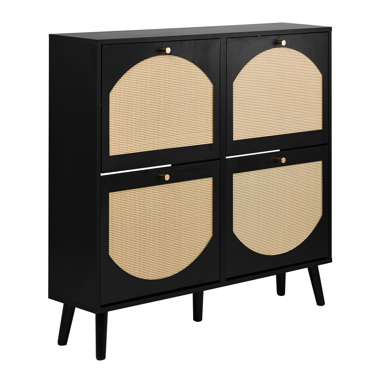 Rattan Shoe Cabinet with 4 Flip Drawers product image