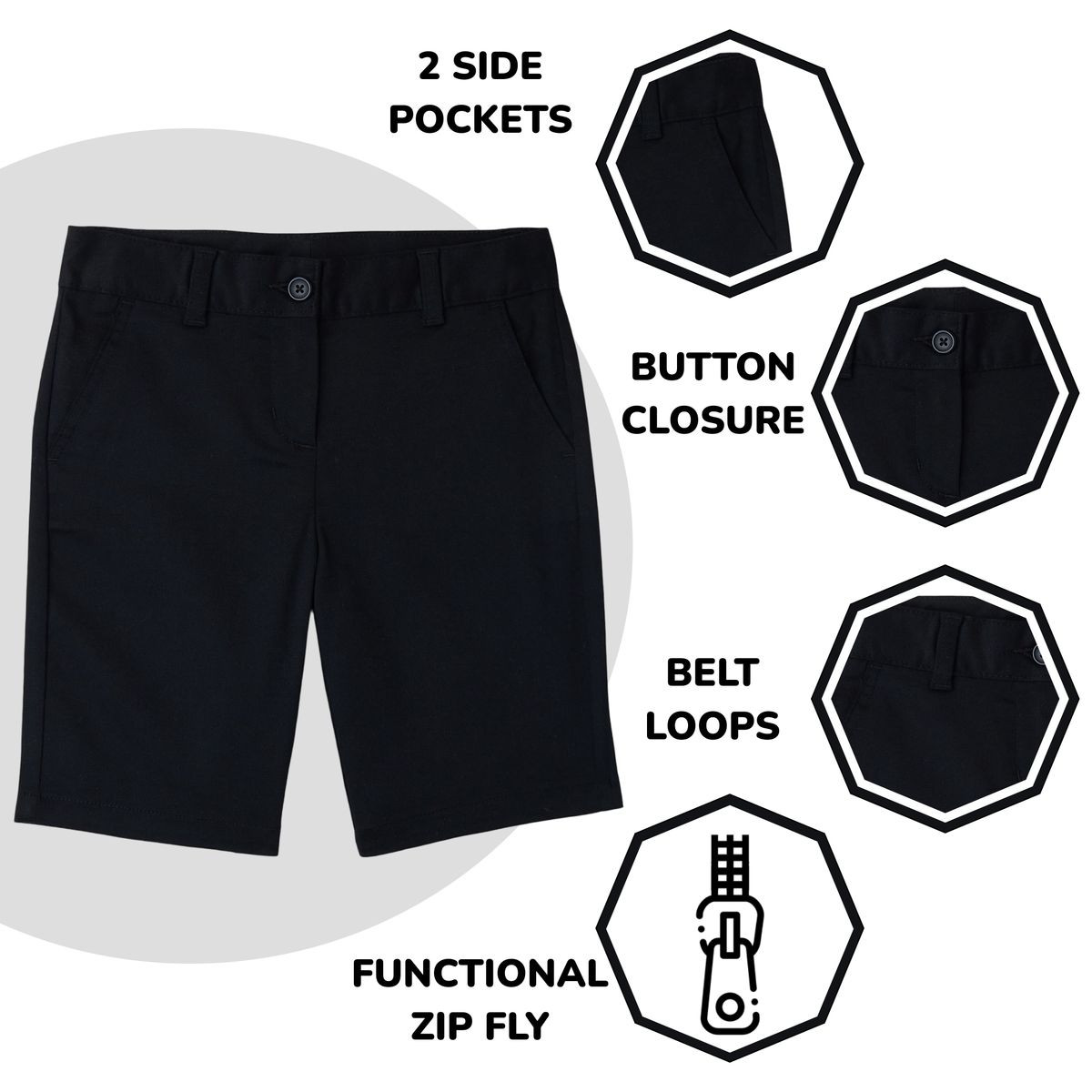 Boys' Stretch Slim Fit School Uniform Twill Shorts product image
