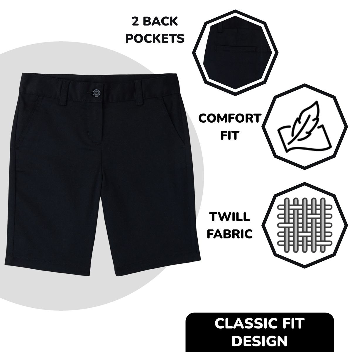 Boys' Stretch Slim Fit School Uniform Twill Shorts product image