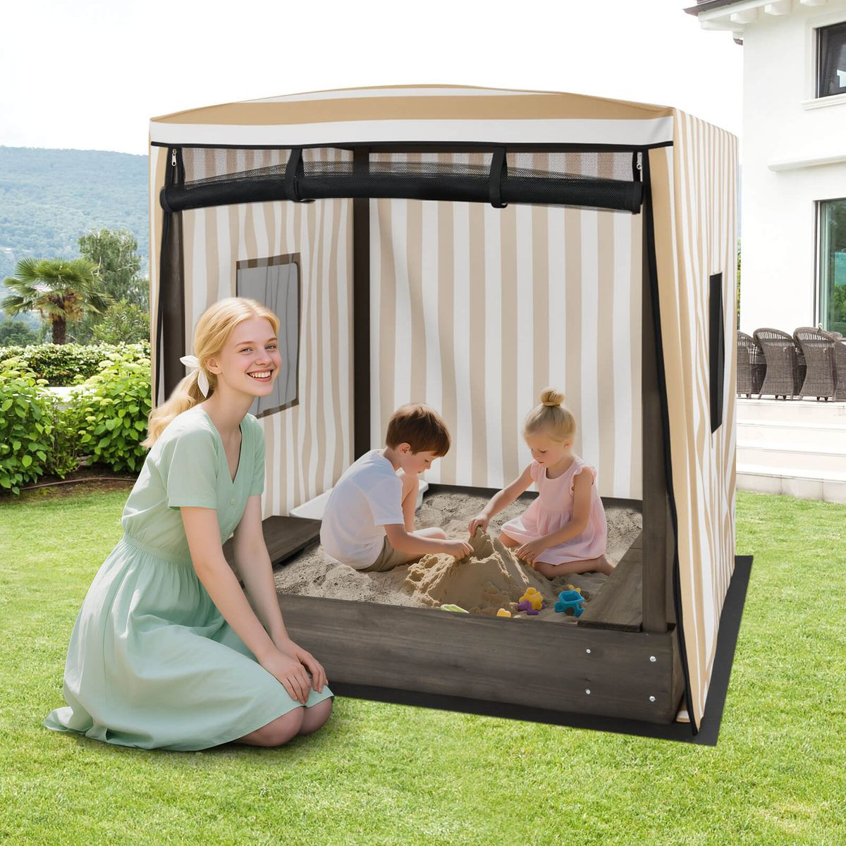 Kids' Wooden Sandbox with Canopy  product image