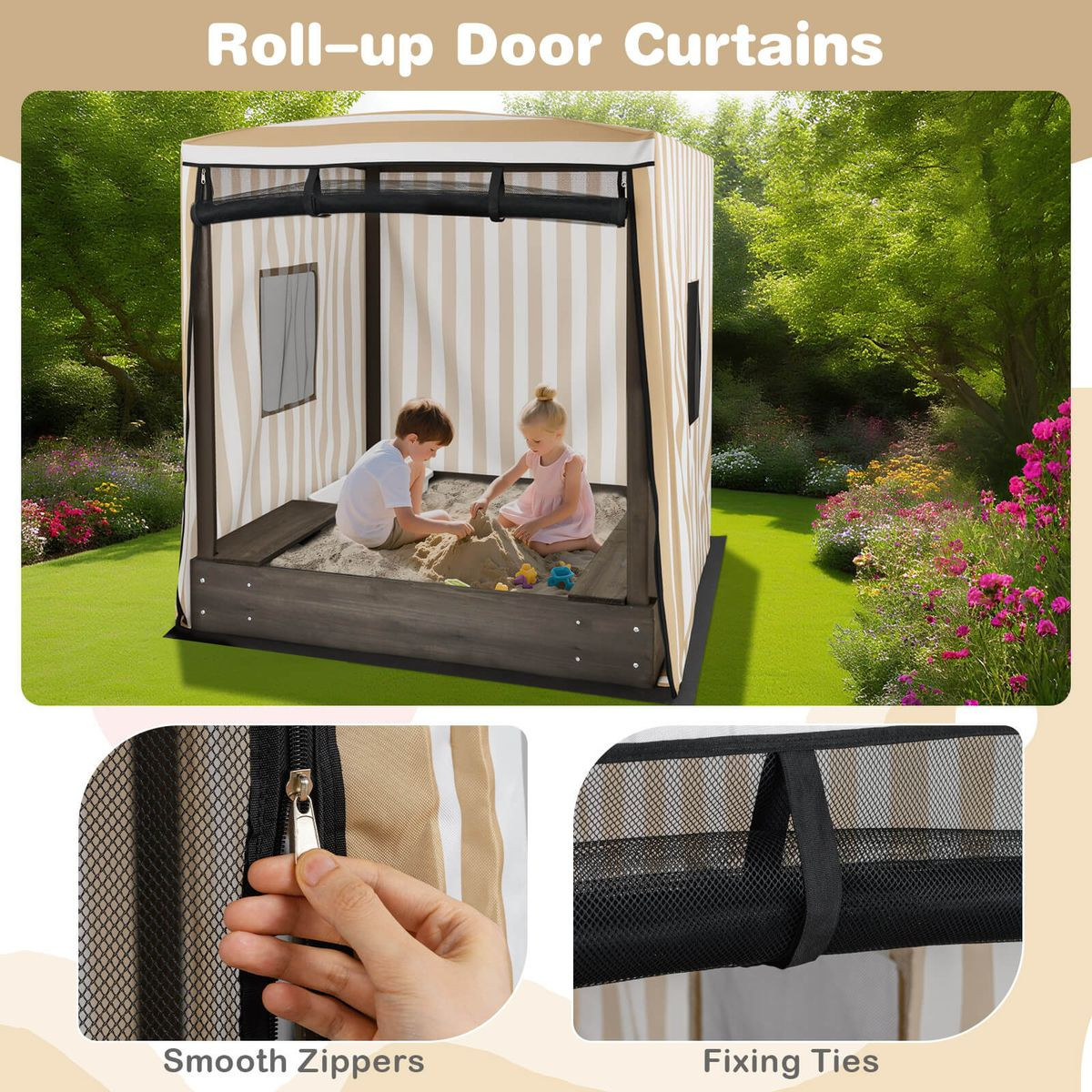 Kids' Wooden Sandbox with Canopy  product image