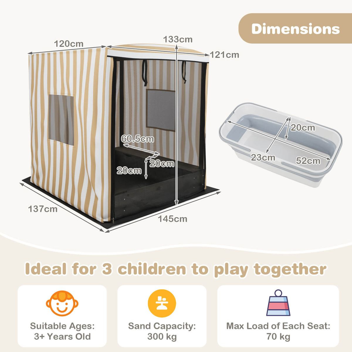 Kids' Wooden Sandbox with Canopy  product image