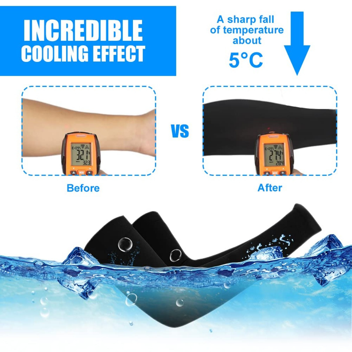 Ice Silk Sun Protection Arm Sleeves (3-Pack) product image