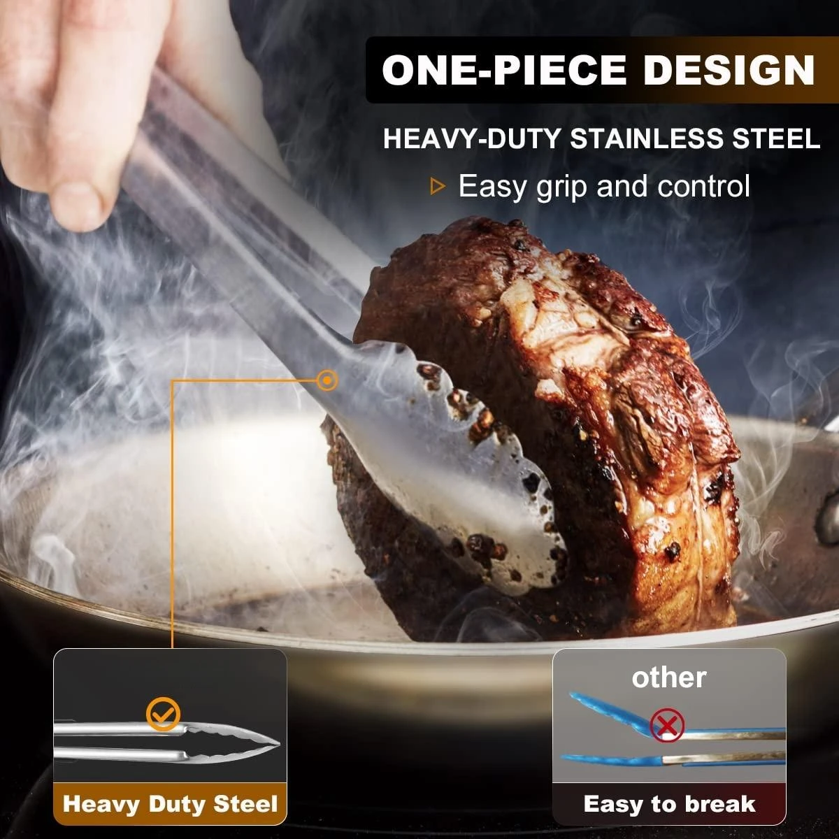 Stainless Steel Kitchen Tongs (3-Pack) product image