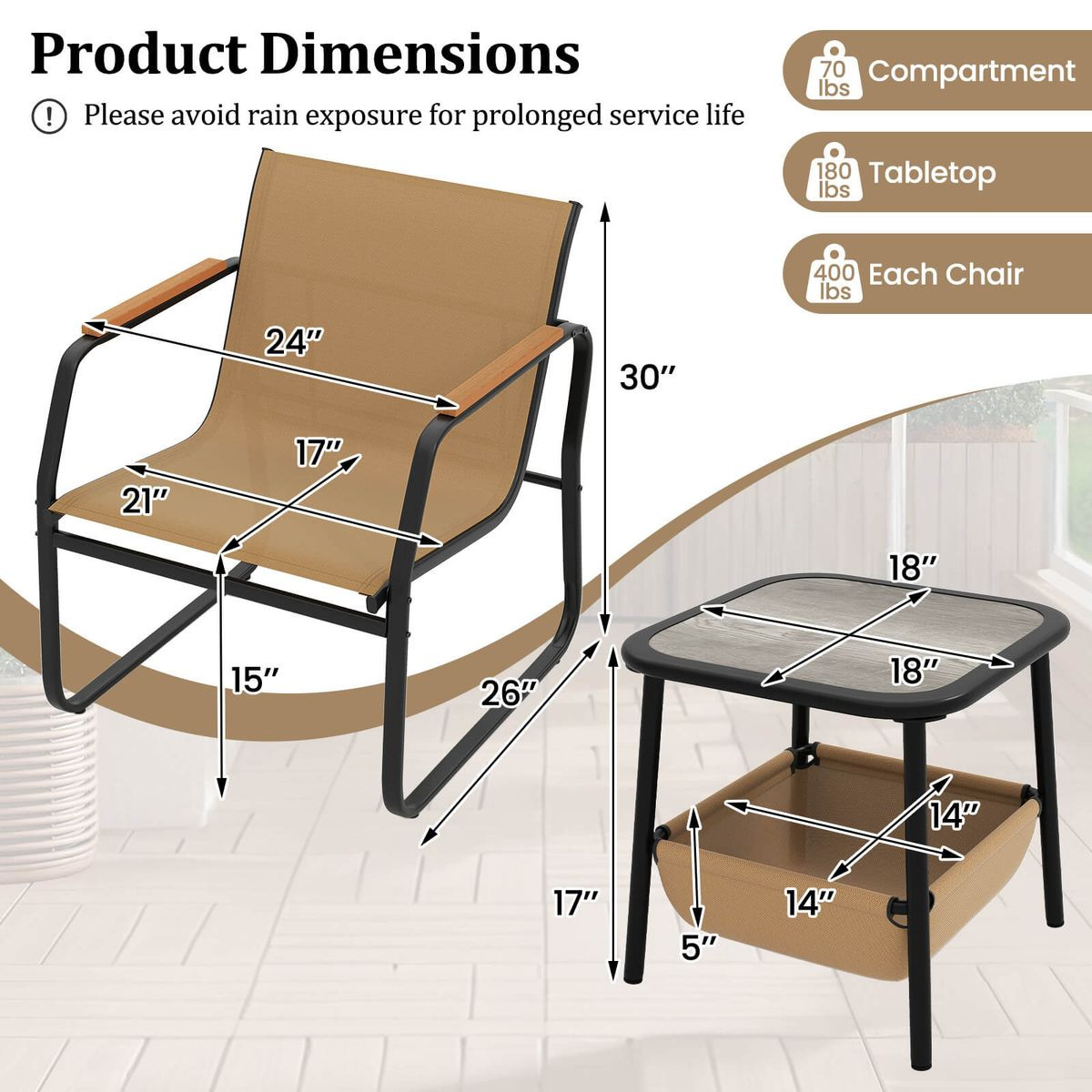 Patio Furniture Set (3-Pieces) product image