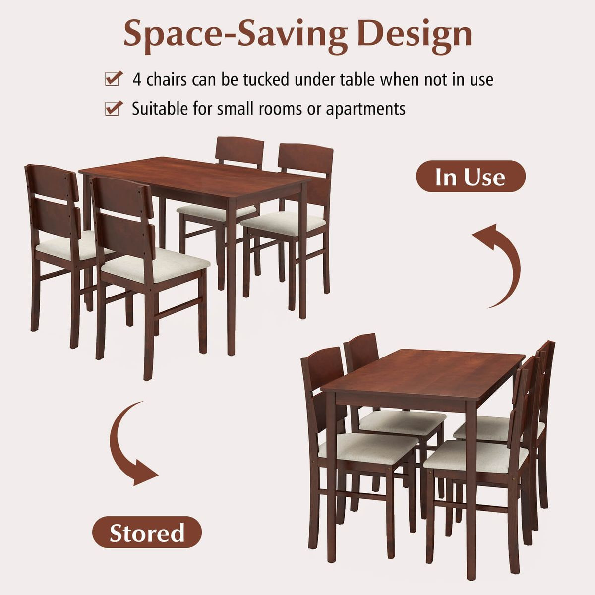 Upholstered Dining Table Set (5 Pieces) product image