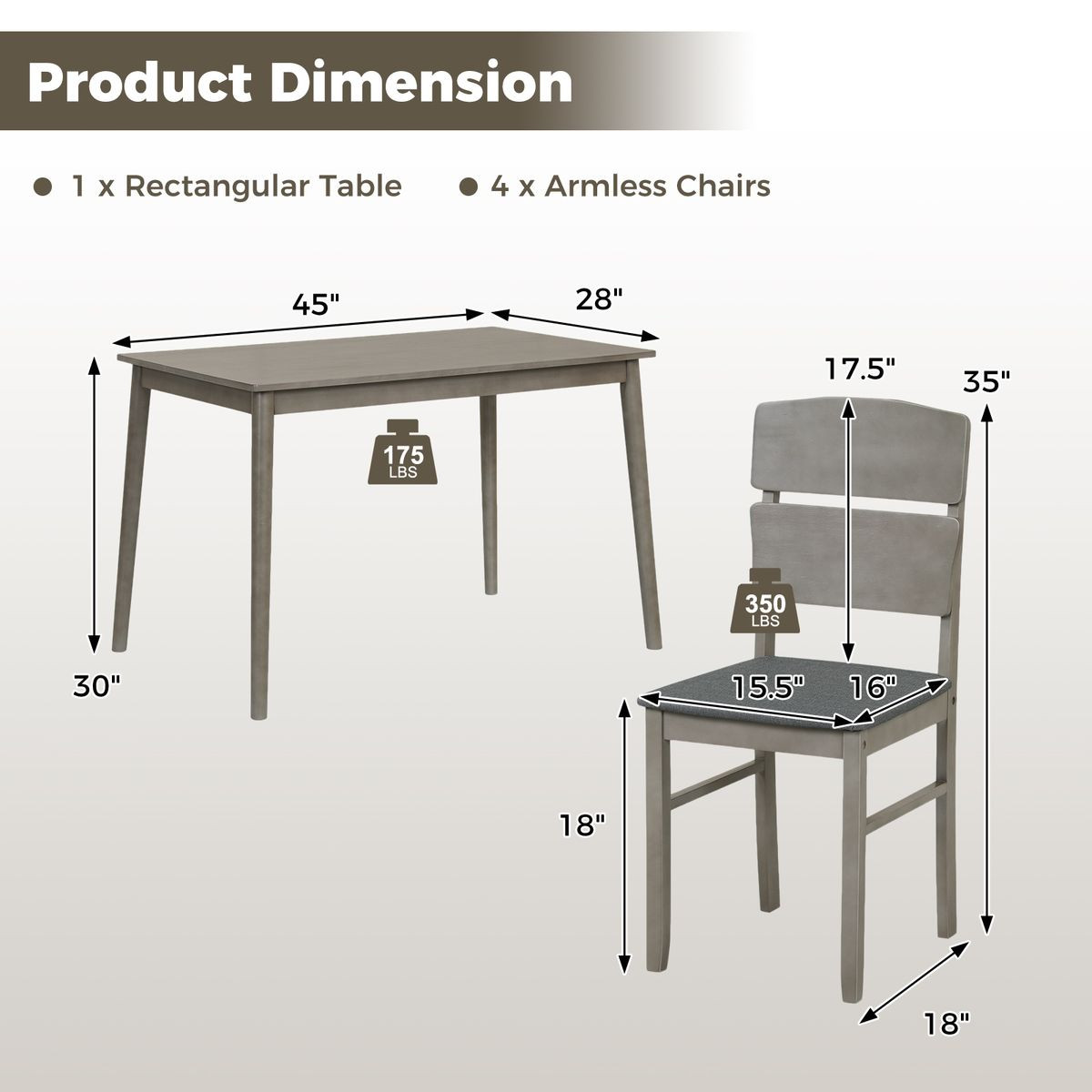 Upholstered Dining Table Set (5 Pieces) product image