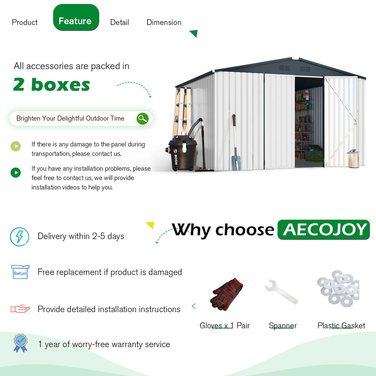 10'x10' Outdoor Metal Storage Shed with Lockable Doors product image