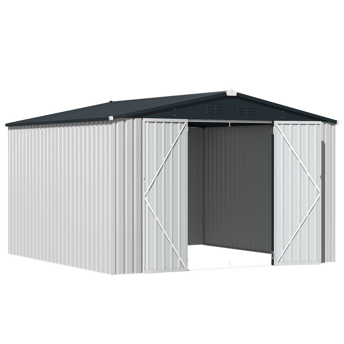 10'x10' Outdoor Metal Storage Shed with Lockable Doors product image