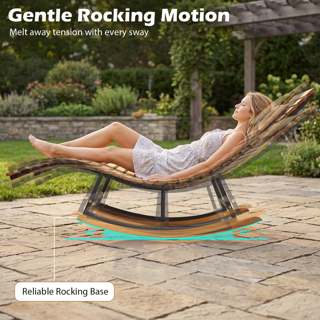 Patio Acacia Wood Rocking Chaise (1- or 2-Pack) product image