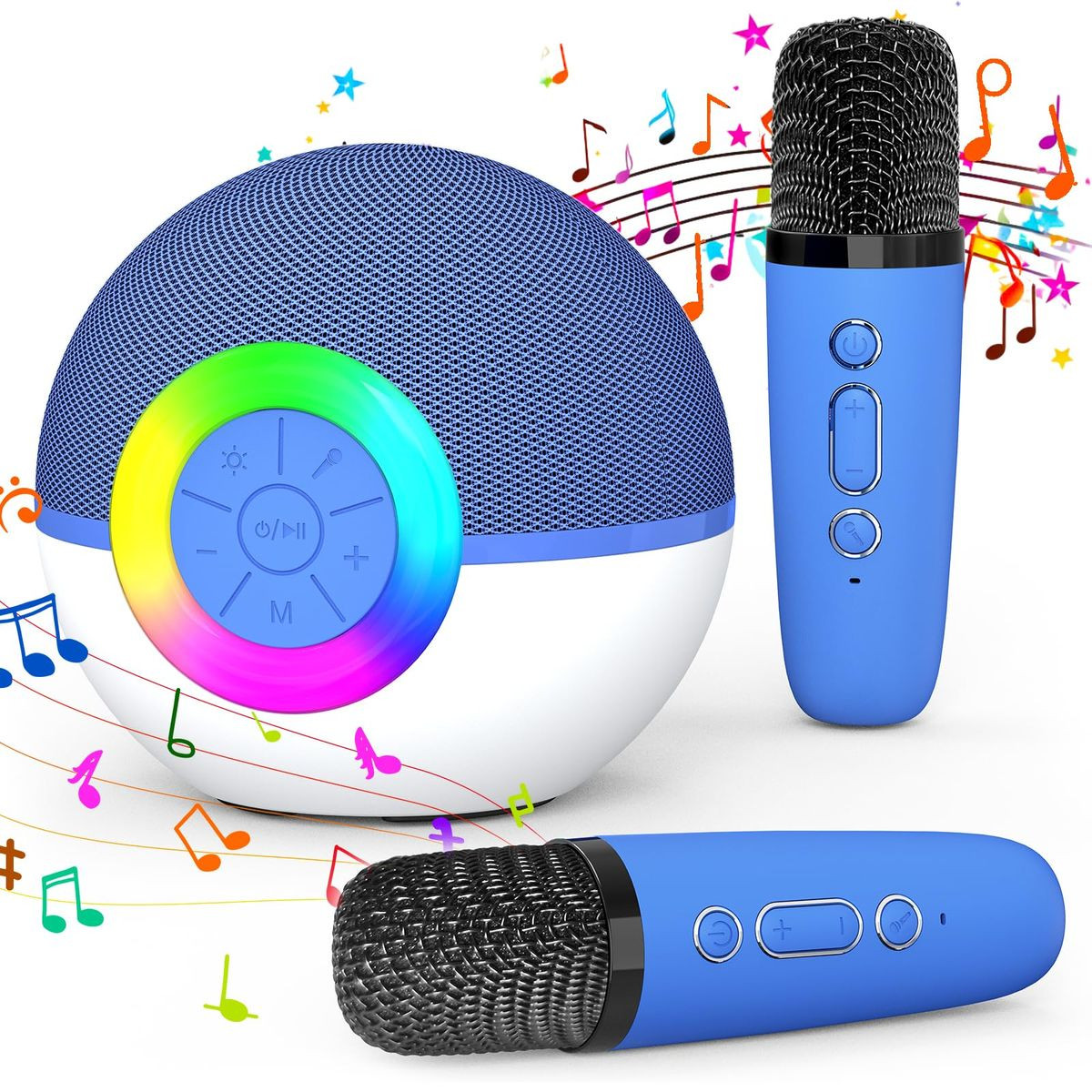 Portable Mini Karaoke Machine for Kids, Bluetooth Speaker with Wireless Microphone,MP3 Player,Perfect for Birthday and Family Parties(2 Mic) product image