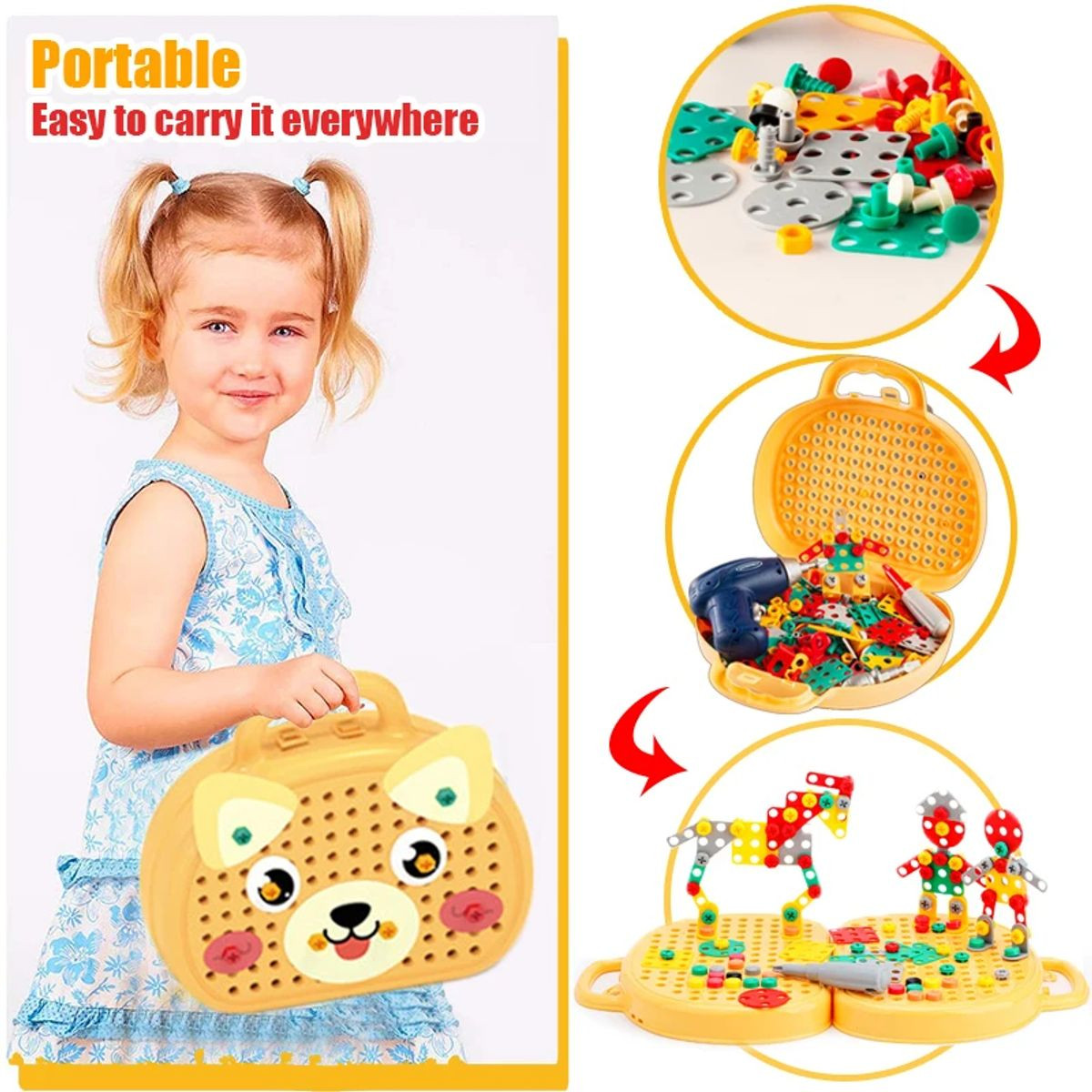 Children Electric Drill Toolbox Driller Games Tool Toy for Boys Girls Montessori Screw Puzzle Kid Pretend Play Toys Gift product image