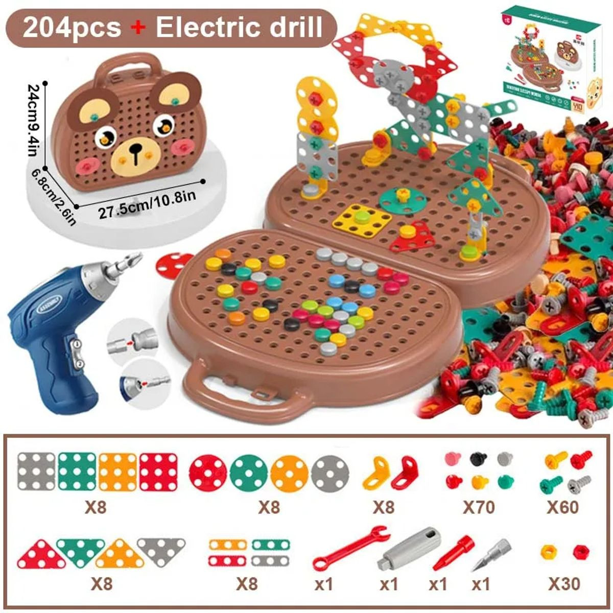 Children Electric Drill Toolbox Driller Games Tool Toy for Boys Girls Montessori Screw Puzzle Kid Pretend Play Toys Gift product image