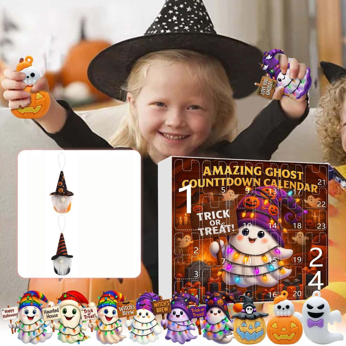 Halloween CountDown Advent Calendar with Ghost Gnome Pumpkin Plush Toys Dolls Pendants Ornaments For Indoor Outdoor Home Party Decoration product image