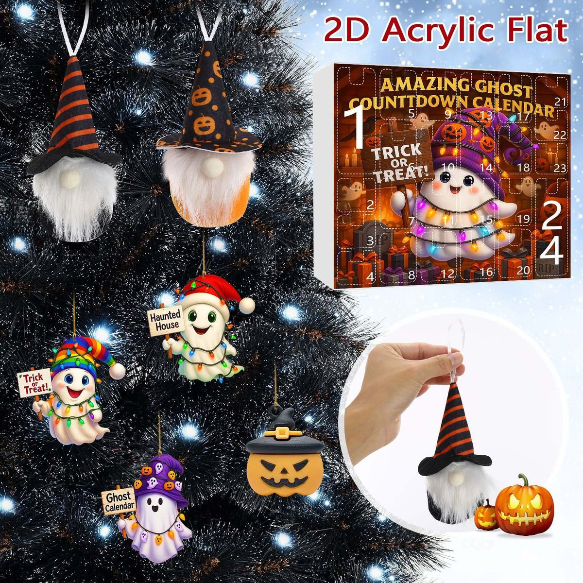 Halloween CountDown Advent Calendar with Ghost Gnome Pumpkin Plush Toys Dolls Pendants Ornaments For Indoor Outdoor Home Party Decoration product image