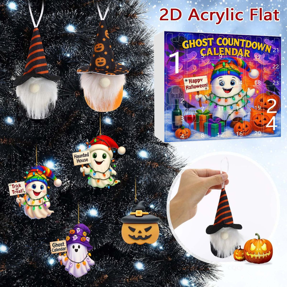 Halloween CountDown Advent Calendar with Ghost Gnome Pumpkin Plush Toys Dolls Pendants Ornaments For Indoor Outdoor Home Party Decoration product image