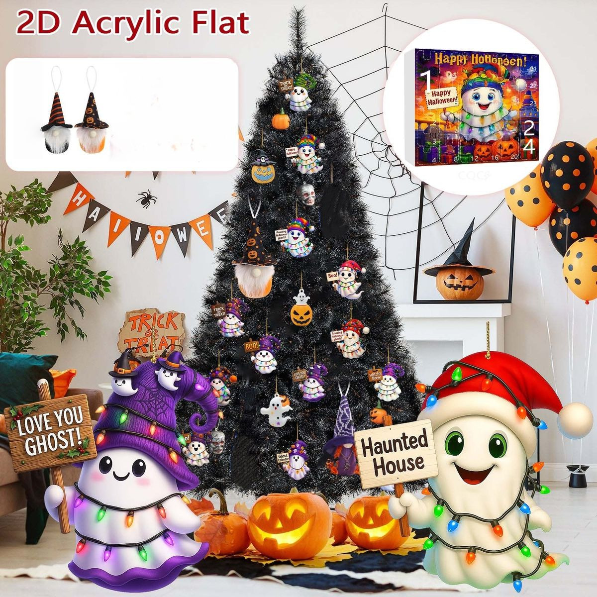 Halloween CountDown Advent Calendar with Ghost Gnome Pumpkin Plush Toys Dolls Pendants Ornaments For Indoor Outdoor Home Party Decoration product image