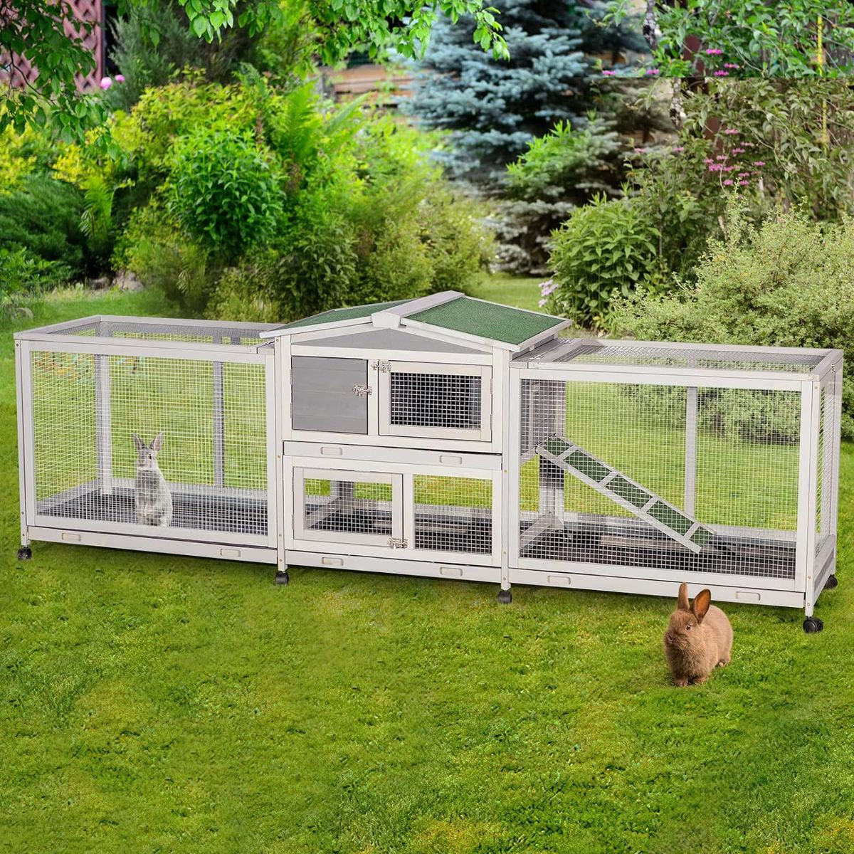 94.5'' Outdoor Rabbit Hutch with 8 Wheels product image