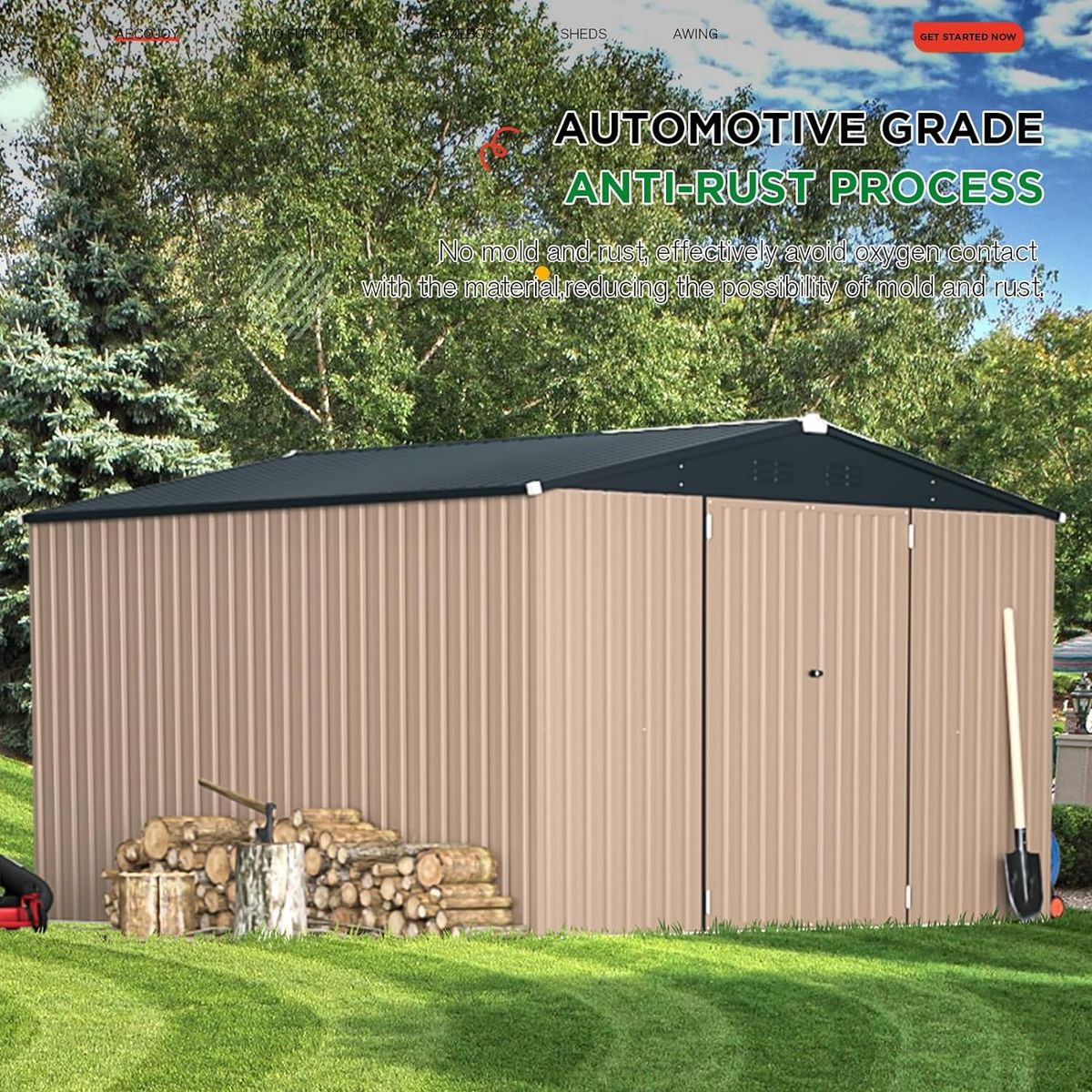 9' x 10' Outdoor Metal Storage Shed with Lockable Doors product image