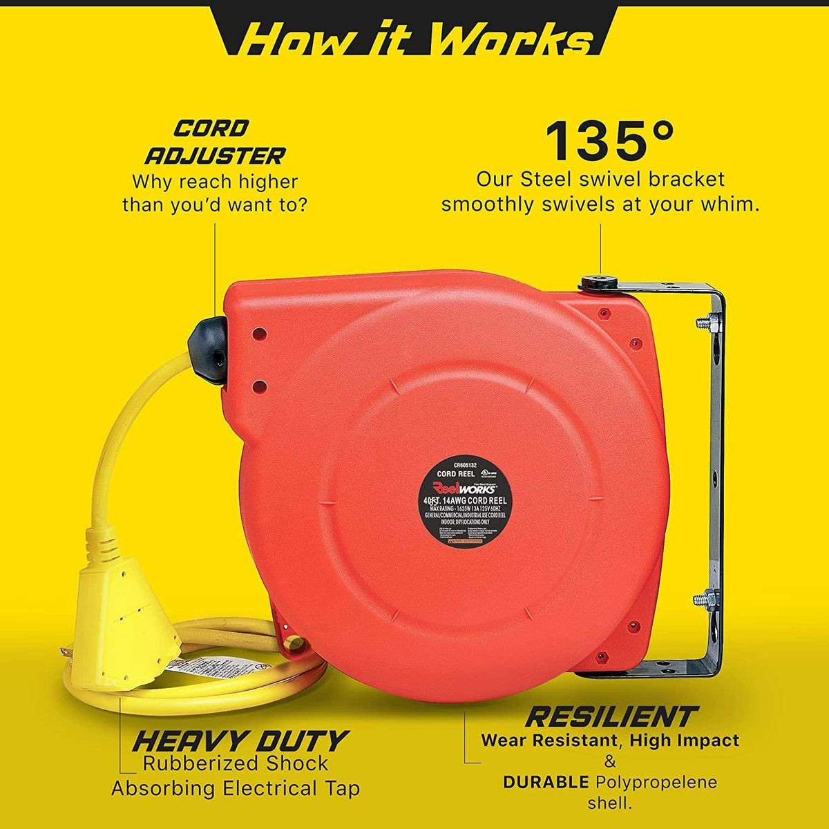 ReelWorks Mountable Retractable Extension Cord Reel  product image