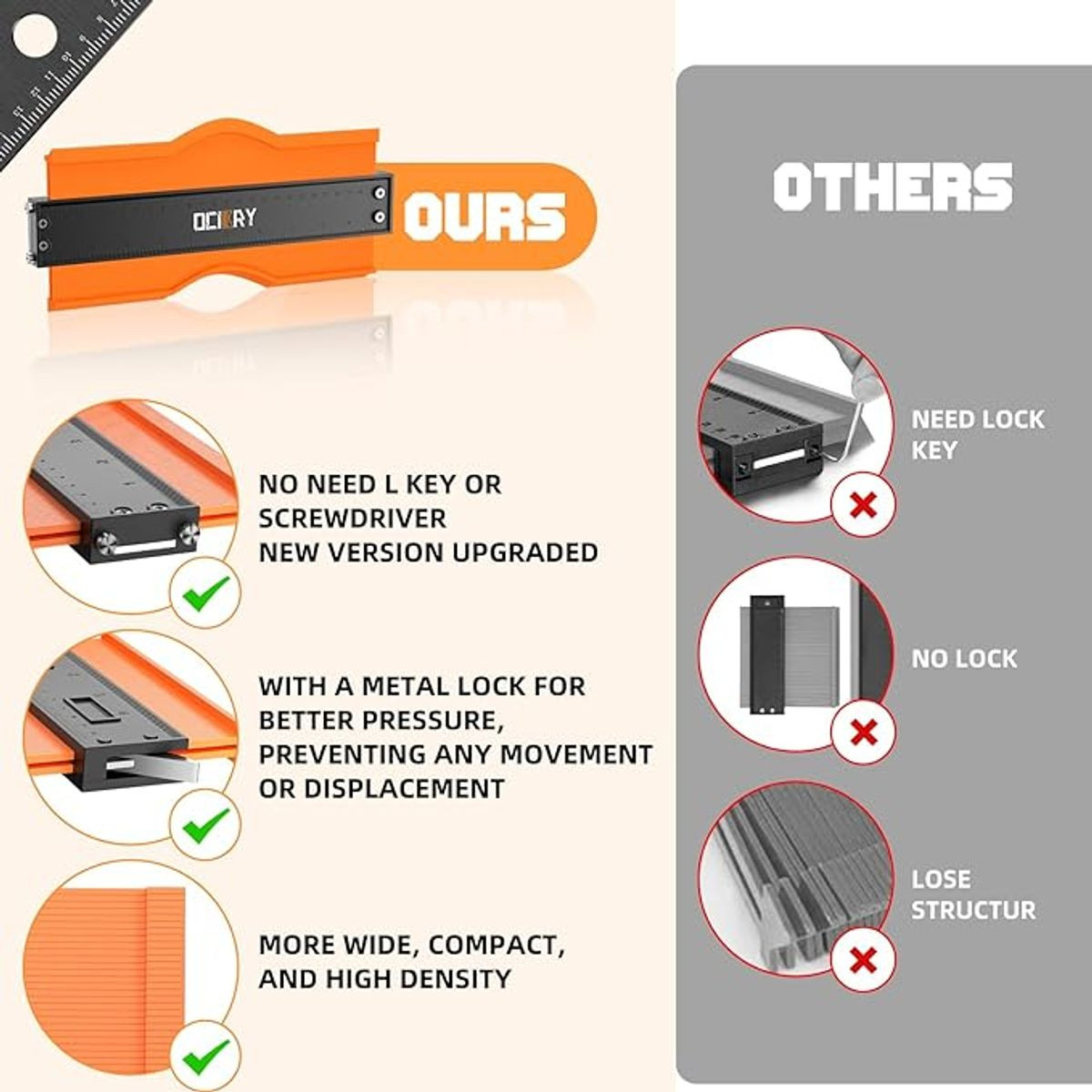 Ocikry 10" Adjustable Contour Gauge  product image