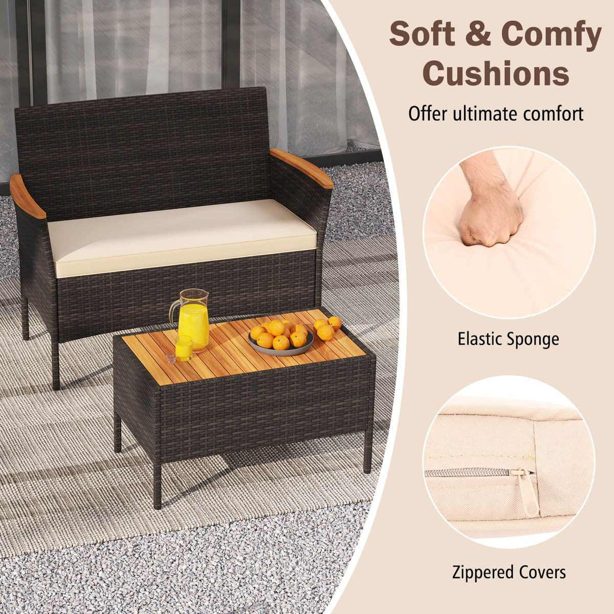4-Piece Patio Wicker Sofa Set With Coffee Table product image