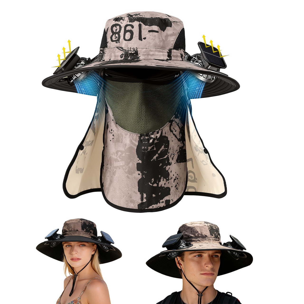 Wide Brim Sun Hat with Dual Cooling Fans product image