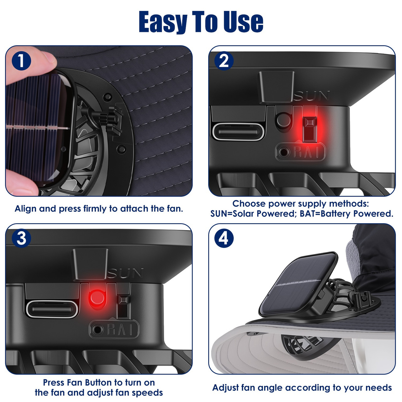 Wide Brim Sun Hat with Dual Cooling Fans product image