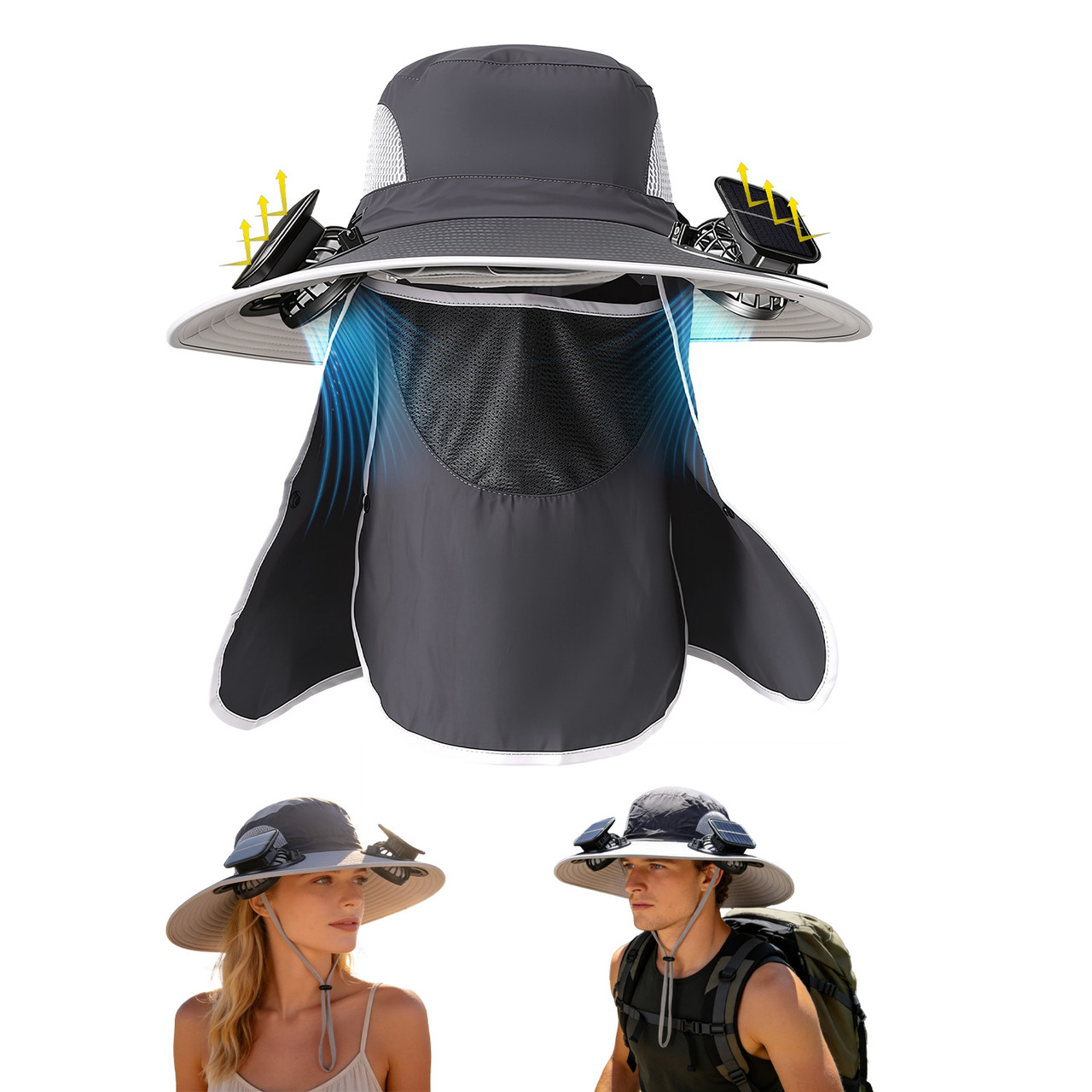 Wide Brim Sun Hat with Dual Cooling Fans product image
