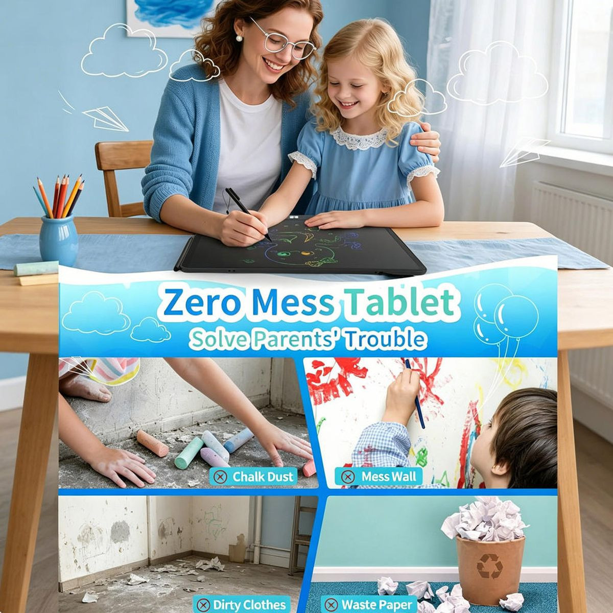 Kids' Colorful Rechargeable LCD Writing Tablet (2-Pack) product image