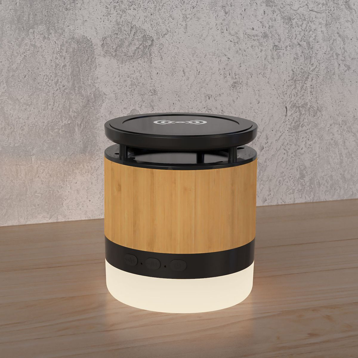 Bamboo Portable Mini Wireless Charger with LED Light product image