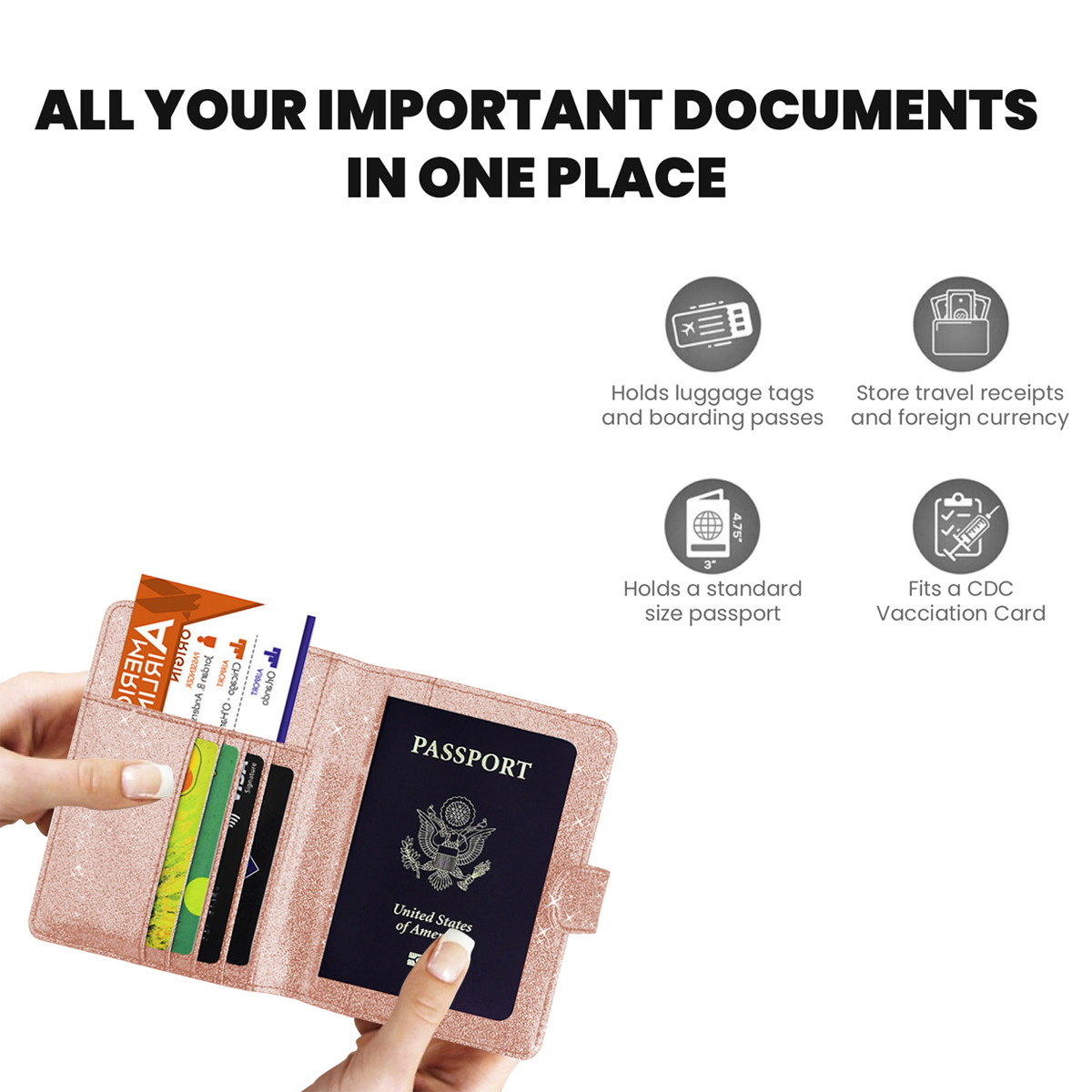 Multi Function Glitter Bling RFID Passport Organizer product image