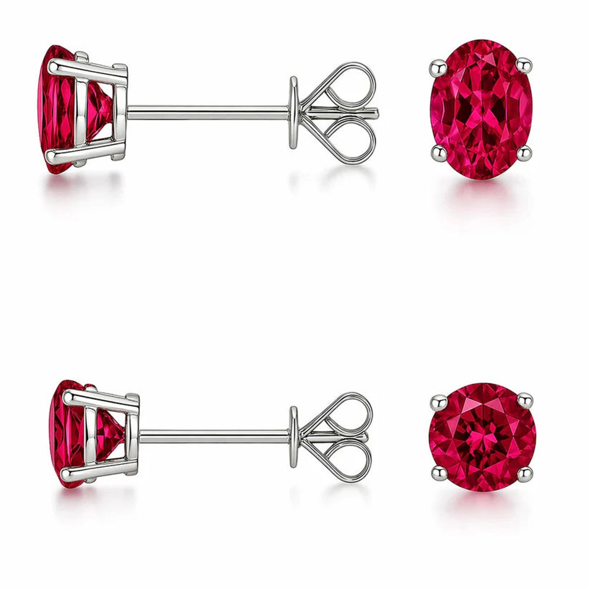 Women's Sterling Silver Ruby Stud Earrings (2-Pair) product image