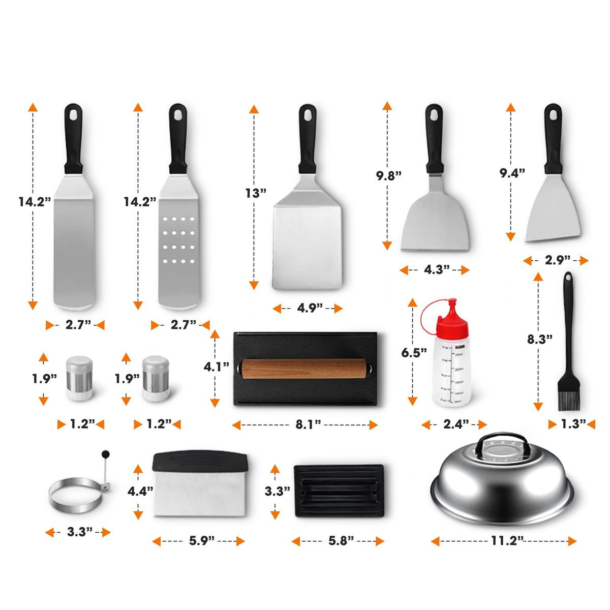 Stainless Steel BBQ Grill Tools (18 Piece Set) product image