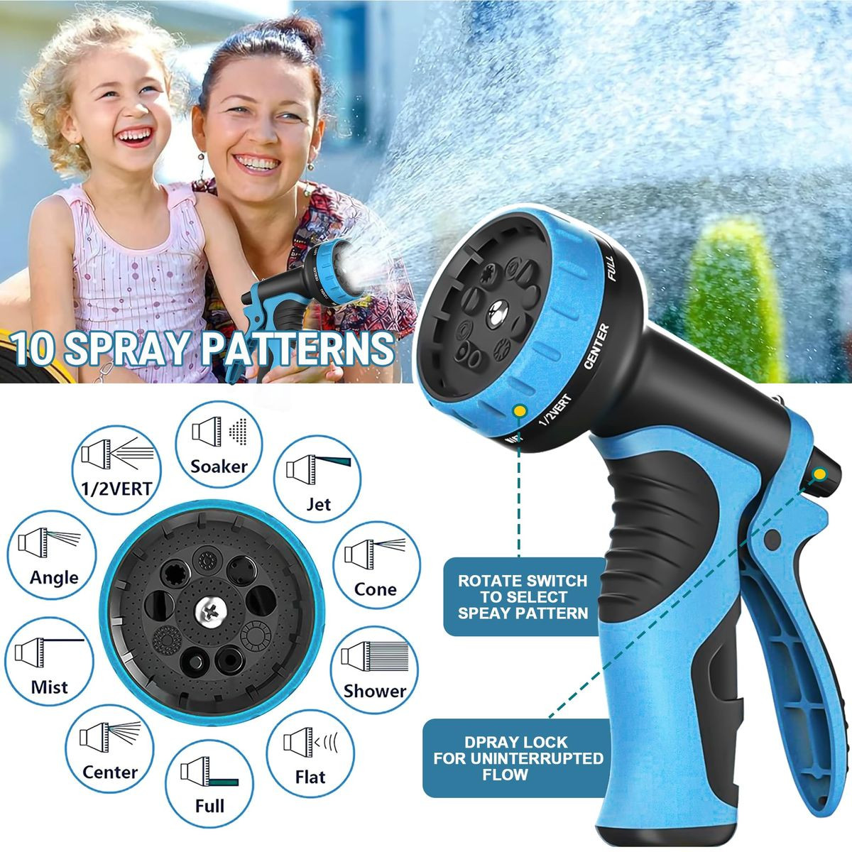 Expandable Flexible Garden Hose with 10 Function Spray Nozzle product image