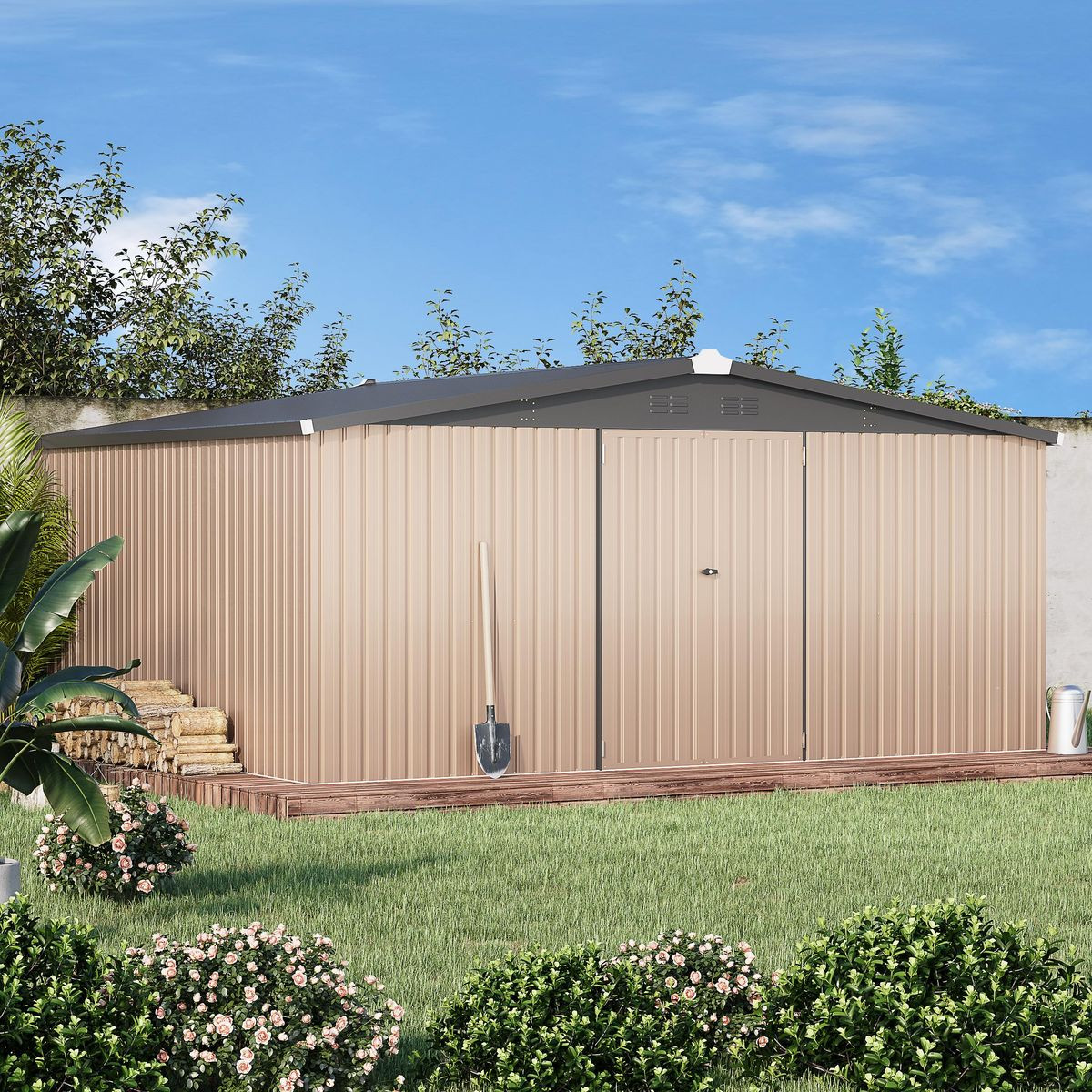 14' x 12' Metal Outdoor Large Steel Storage Sheds  product image