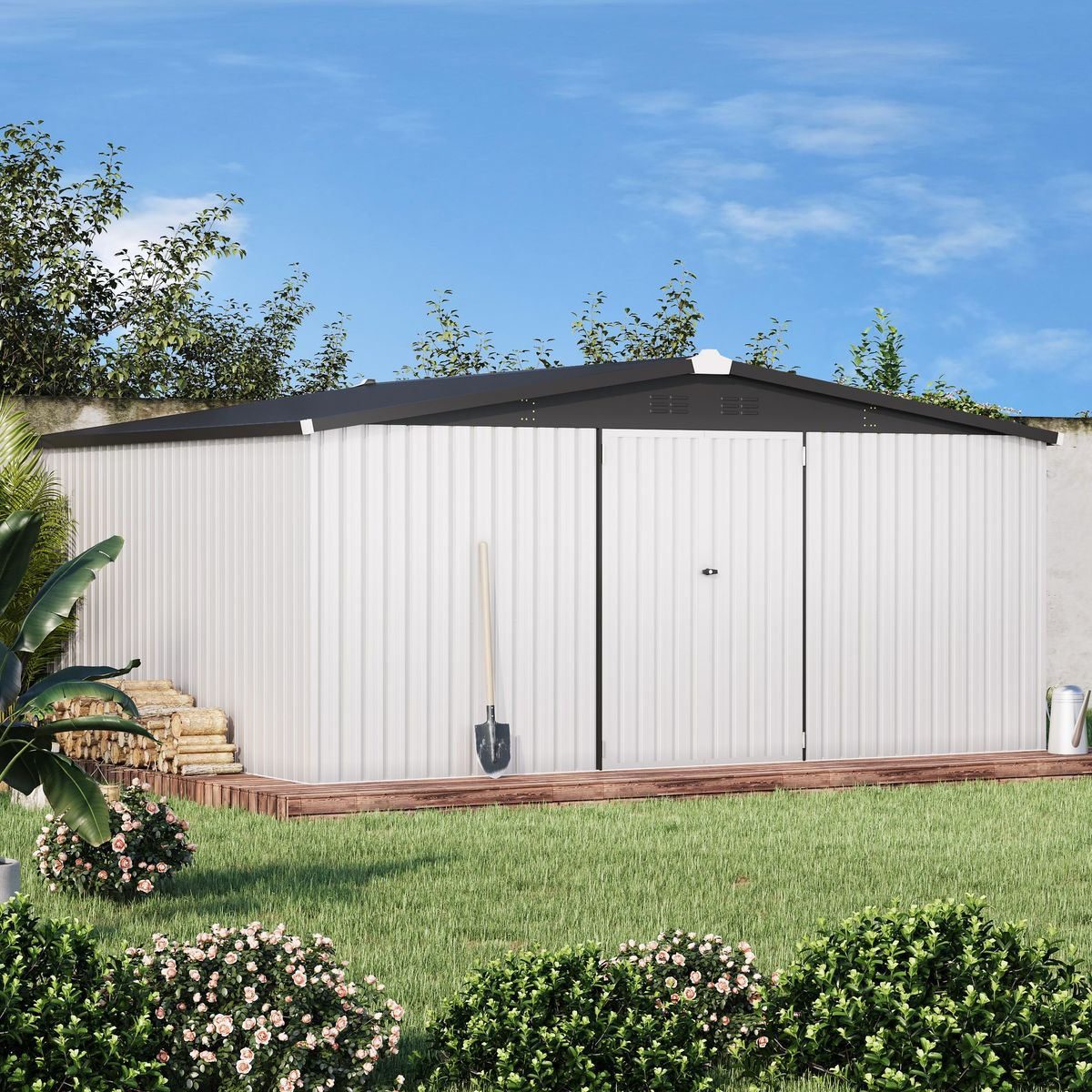 14' x 12' Metal Outdoor Large Steel Storage Sheds  product image
