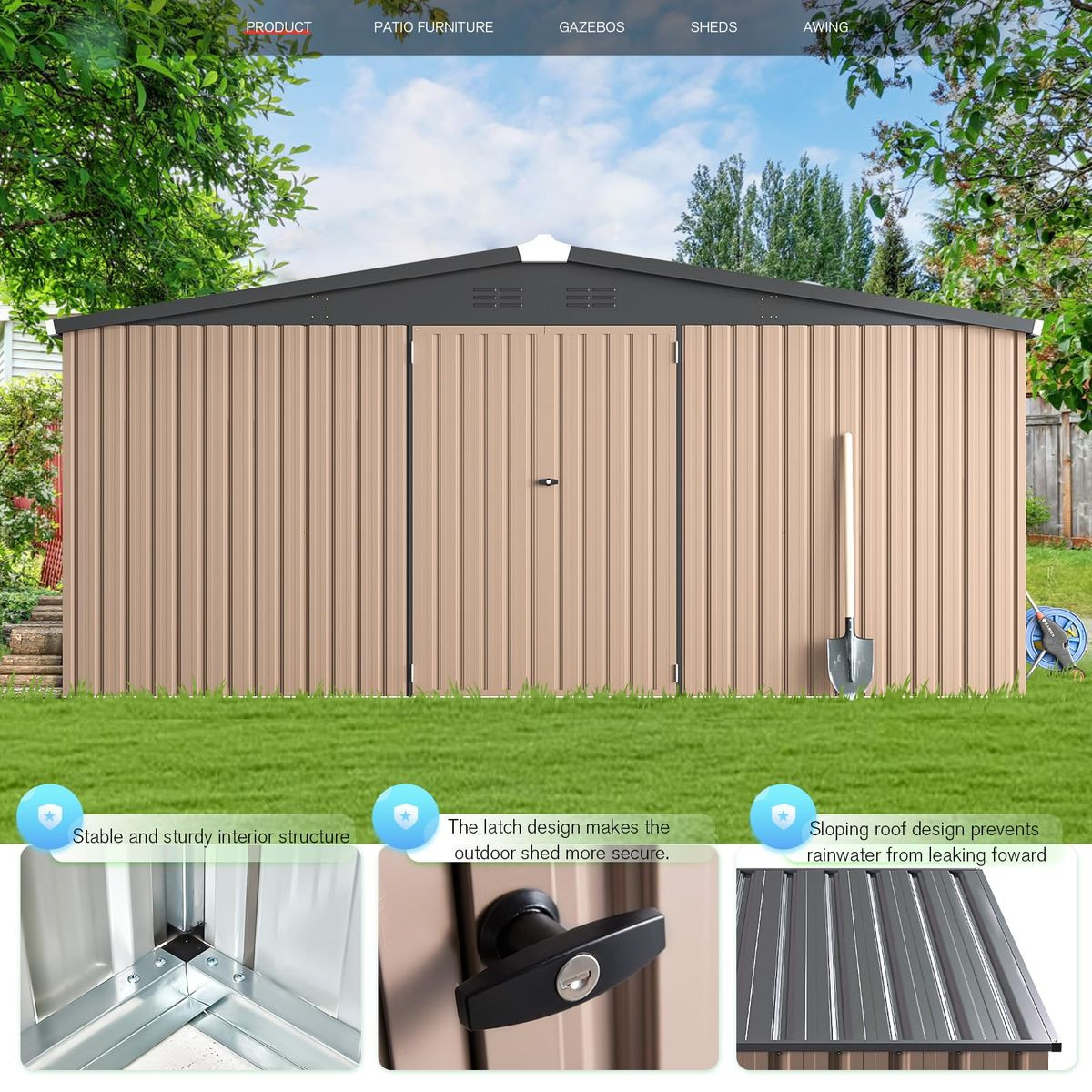 14' x 12' Metal Outdoor Large Steel Storage Sheds  product image