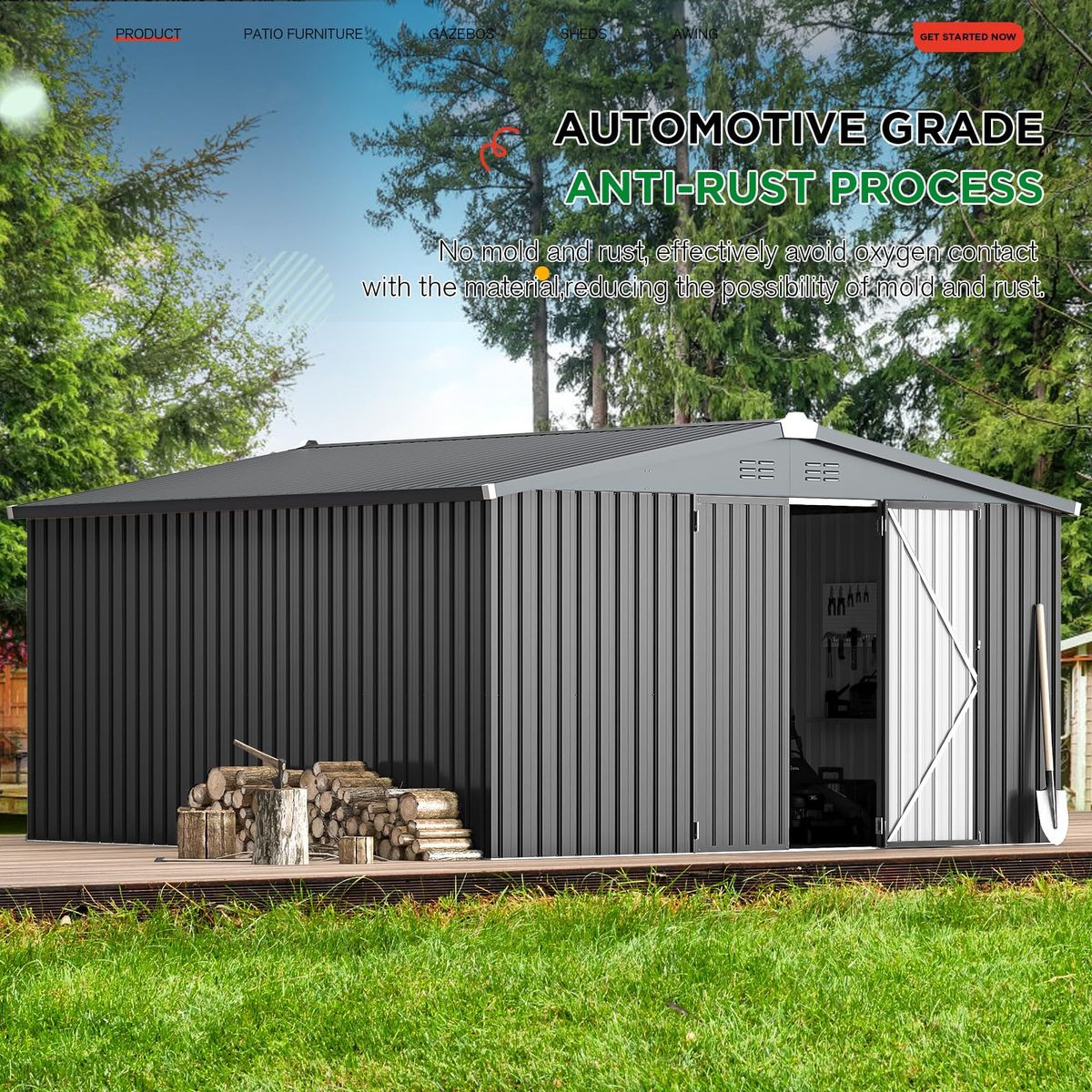 12' x 12' Outdoor Storage Shed with Lockable Doors product image
