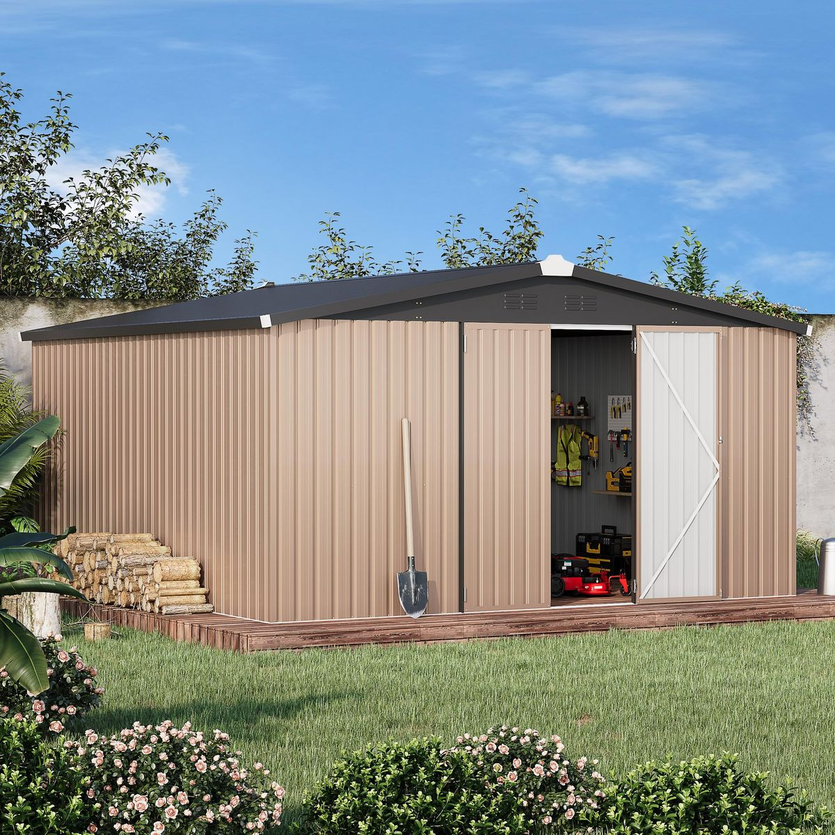 12' x 12' Outdoor Storage Shed with Lockable Doors product image