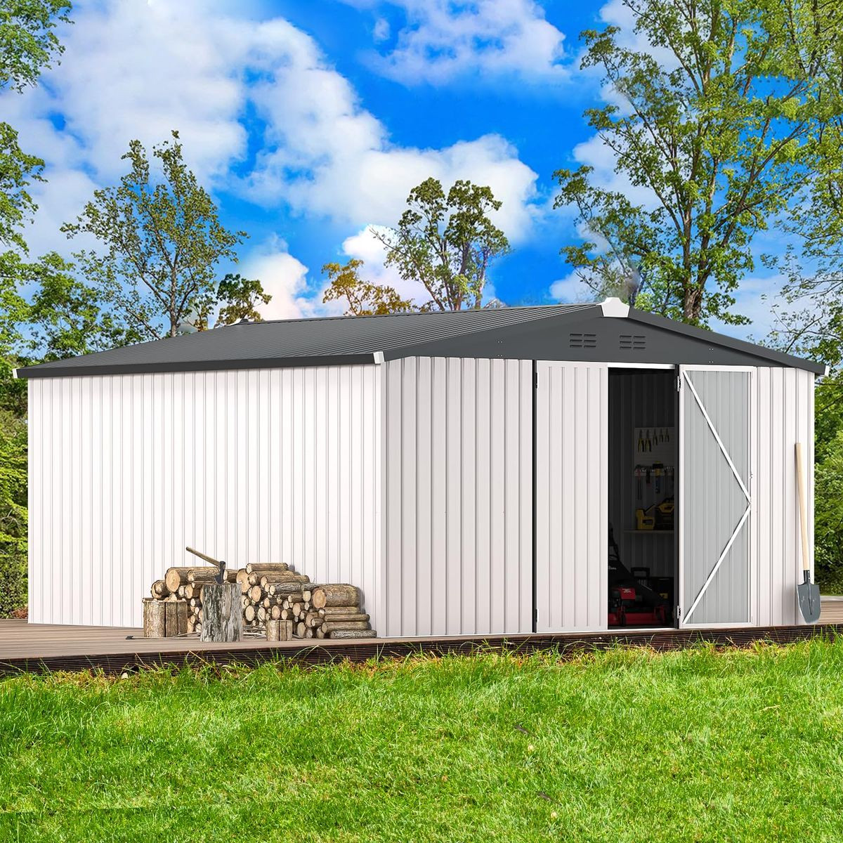 12' x 12' Outdoor Storage Shed with Lockable Doors product image
